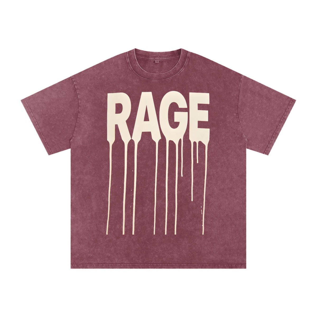 RAGE Drip Oversized Tee — Washed Burgundy