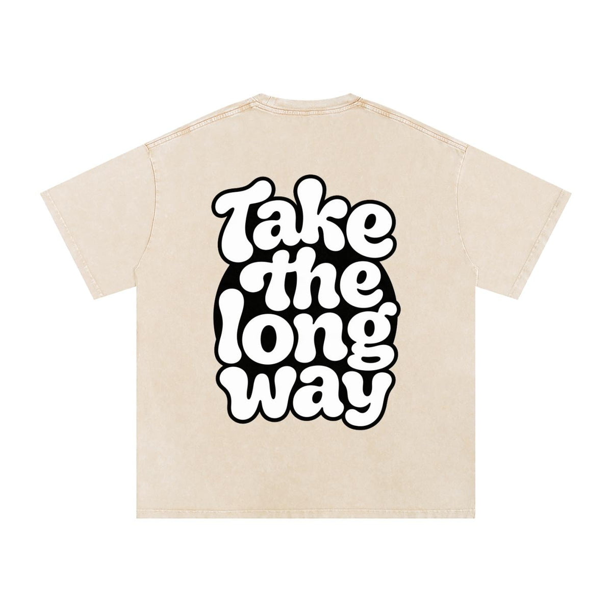 Retro Bubble Text Oversized Tee — Apricot