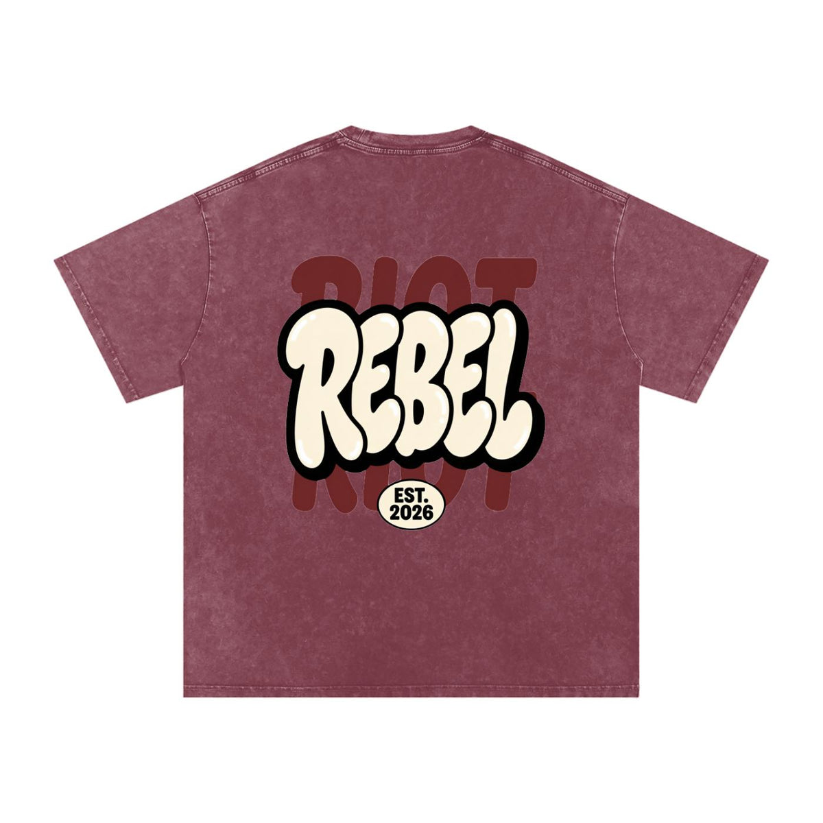 RAGE Drip Oversized Tee — Washed Burgundy