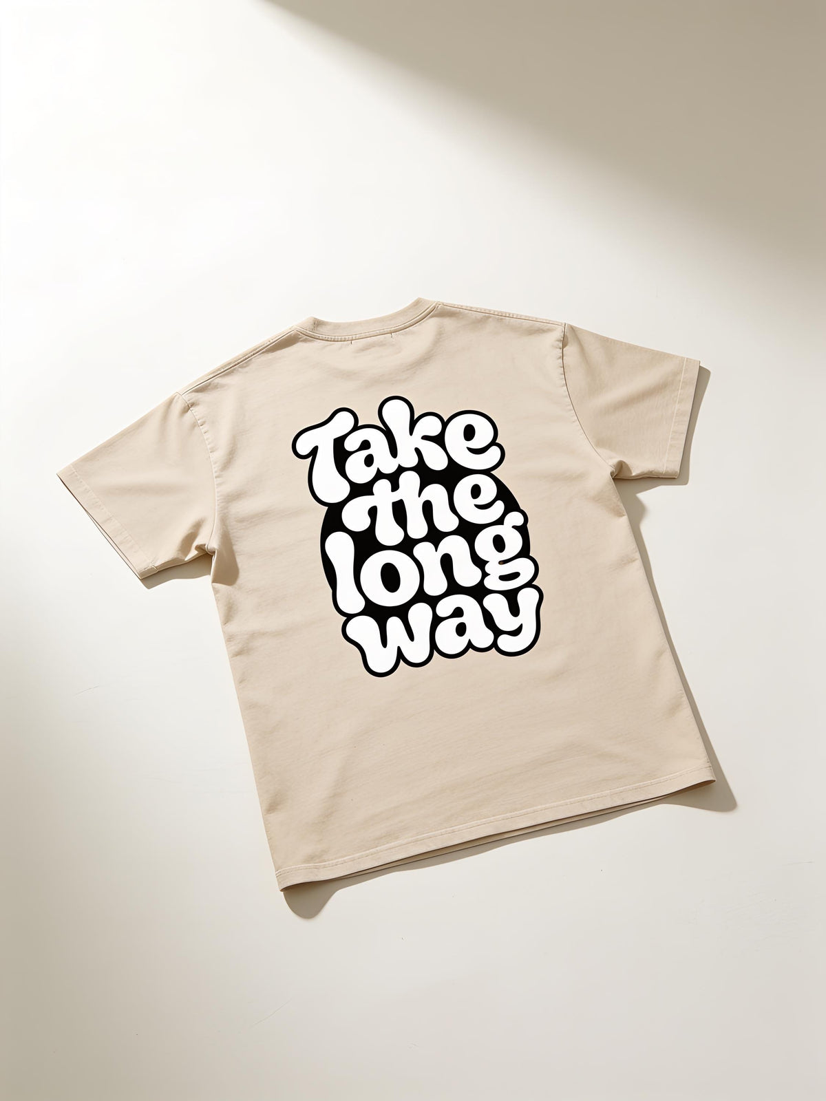 Retro Bubble Text Oversized Tee — Apricot