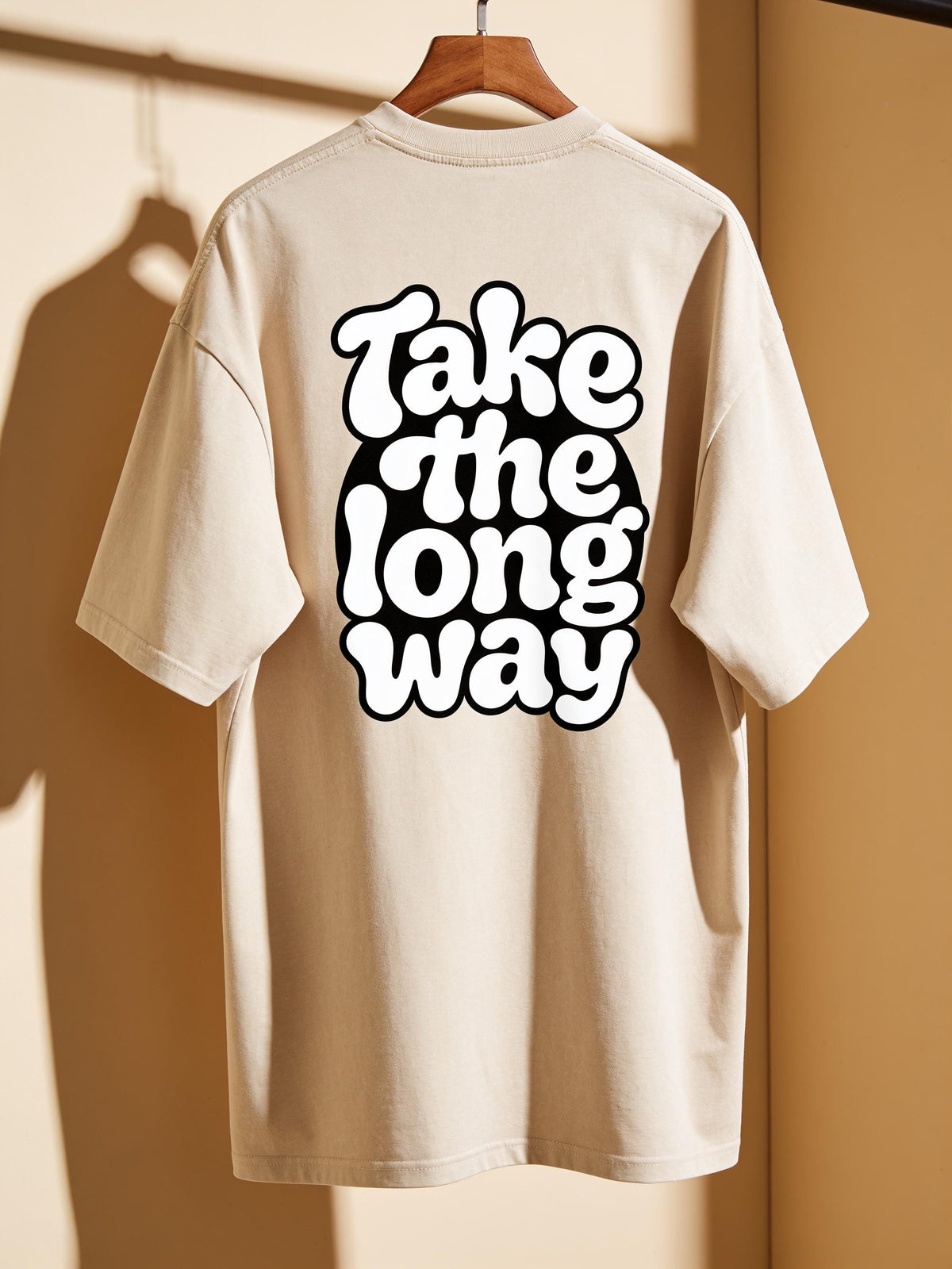 Retro Bubble Text Oversized Tee — Apricot