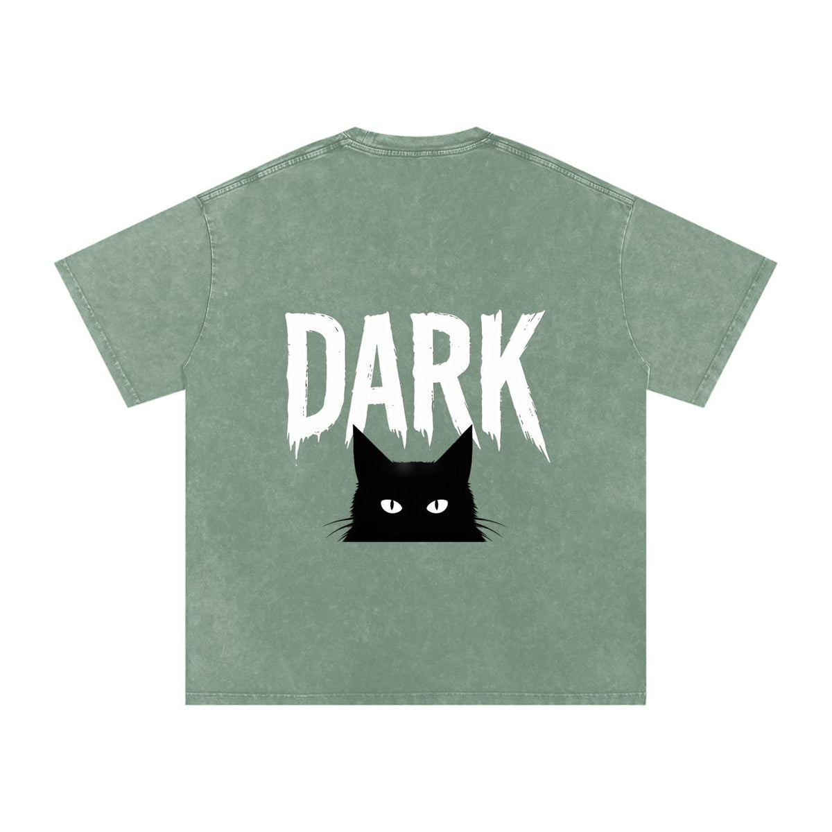 Black Cat Back Print Tee — Bean Green