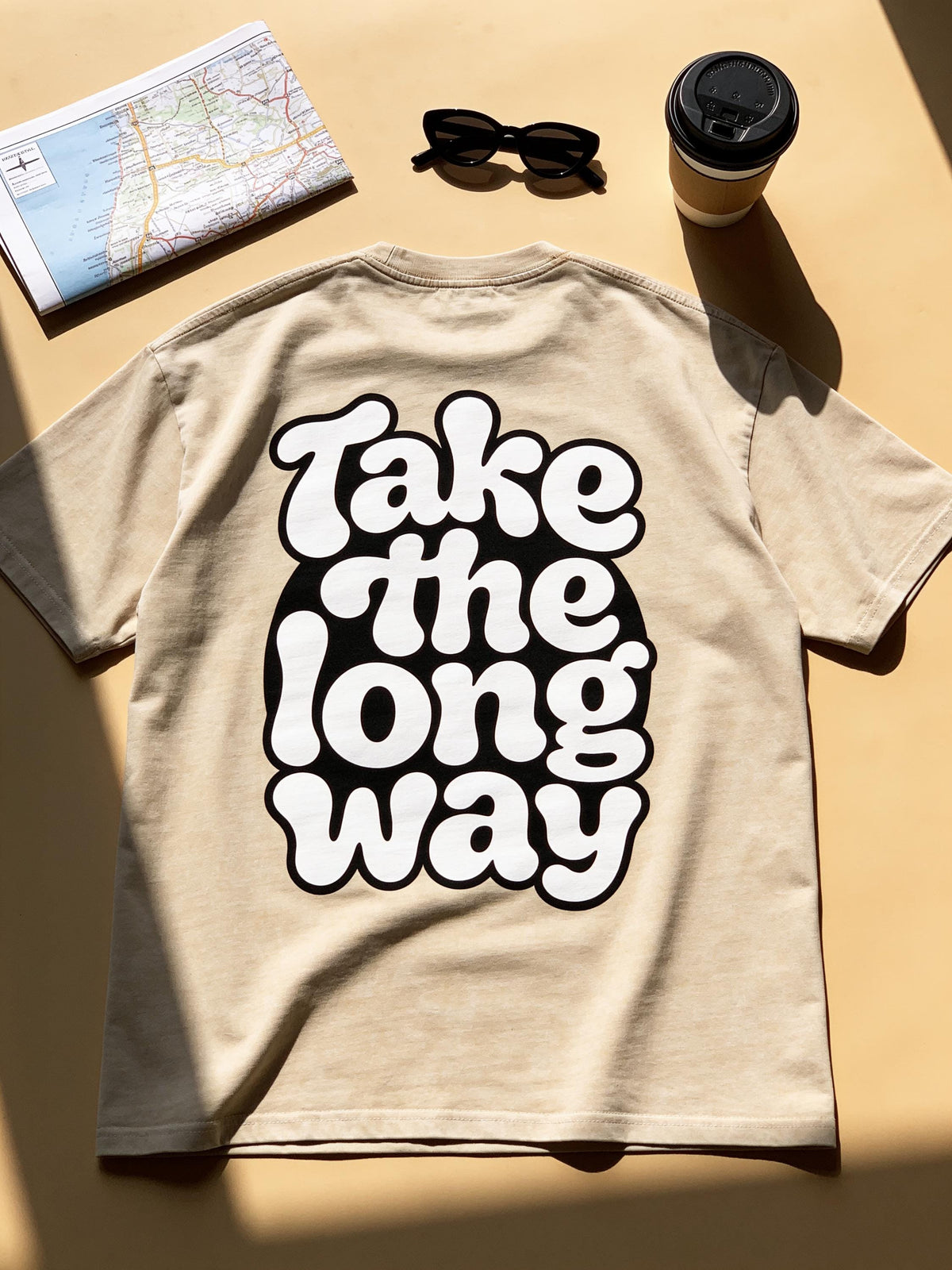 Retro Bubble Text Oversized Tee — Apricot