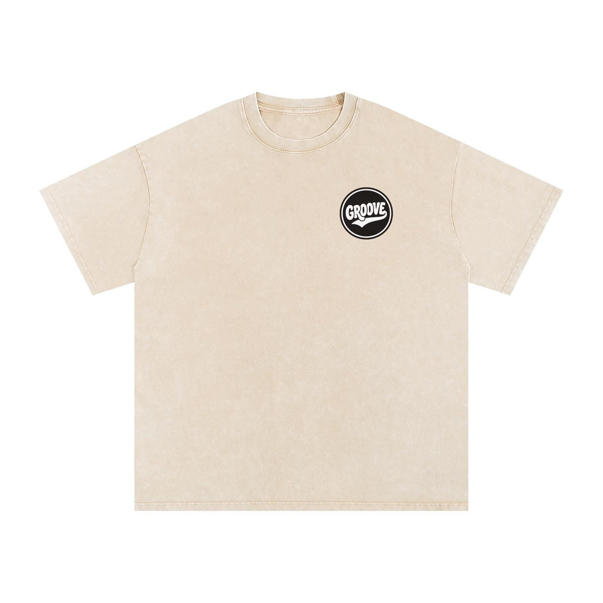 Retro Bubble Text Oversized Tee — Apricot